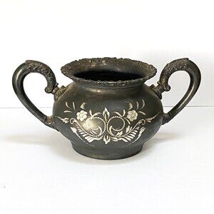 Vintage Etched Van Bergh Silver Plate Co. Rochester NY Sugar Bowl